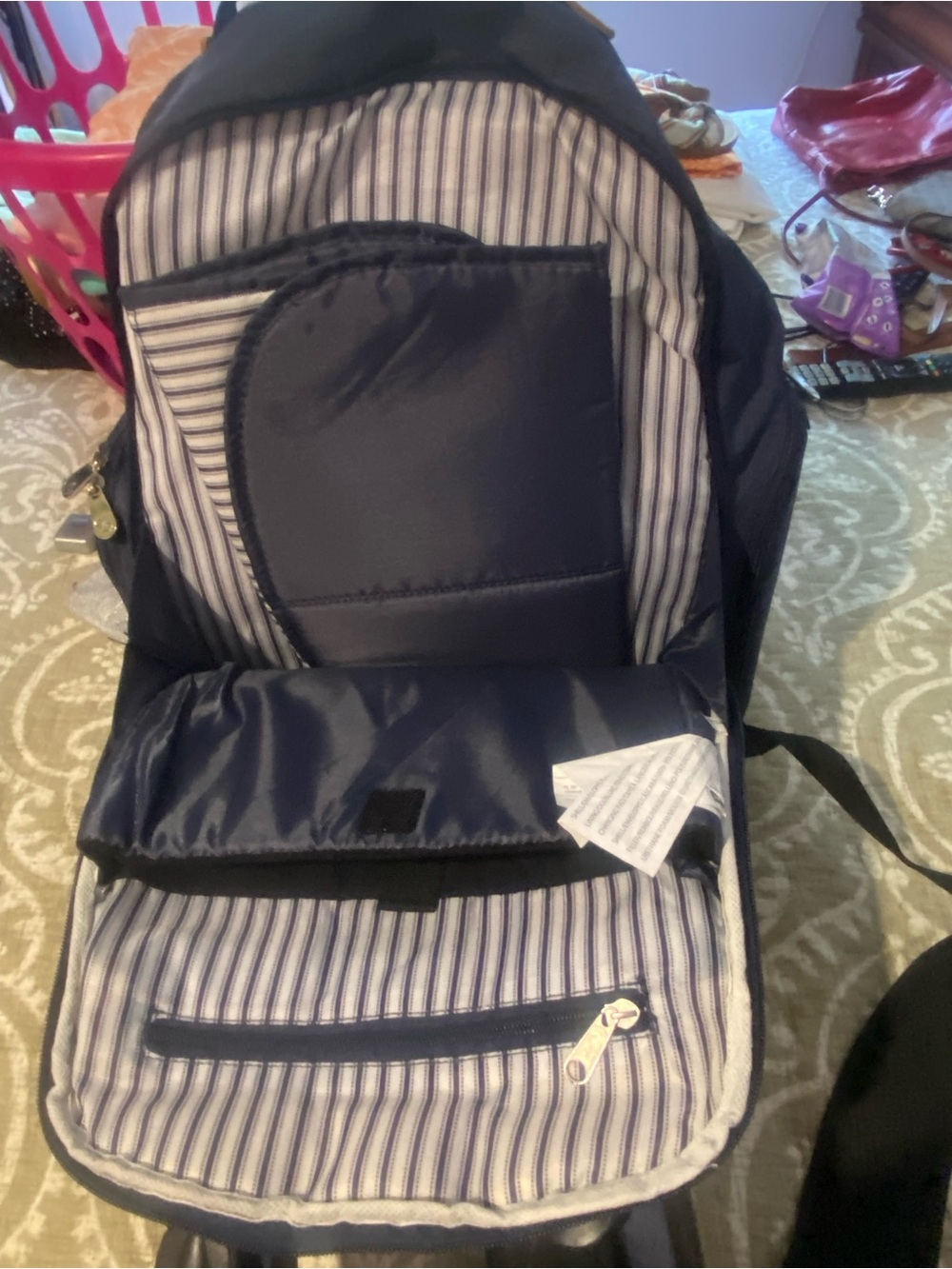 Fisher-Price Navy Blue baby diaper Backpack with Black Accents lots of space - Picture 5 of 13